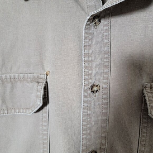 Cabelas Mens Shirt Sz L Button Down Short Sleeve Khaki Tan Classic Outdoor Wear - Picture 11 of 14